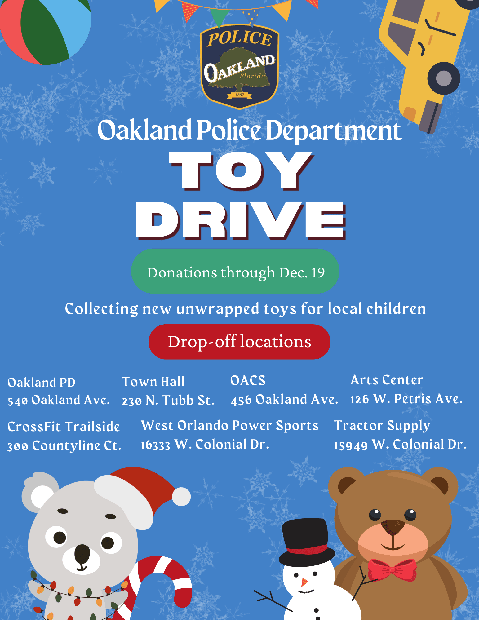 Blue Illustrated Christmas Toy Drive Flyer
