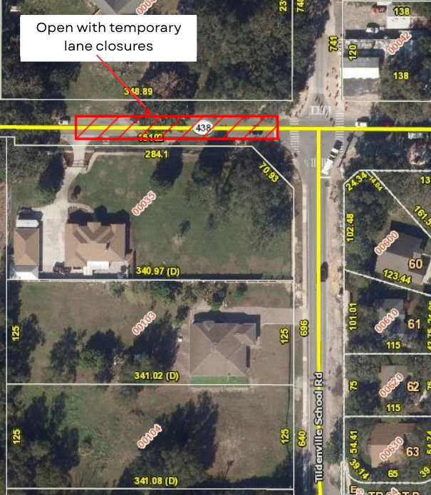 Open with temporary lane closures