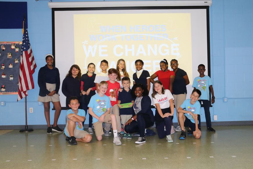 OACS student leadership team, Landon Bliven, and Ana Alicia-Meyers