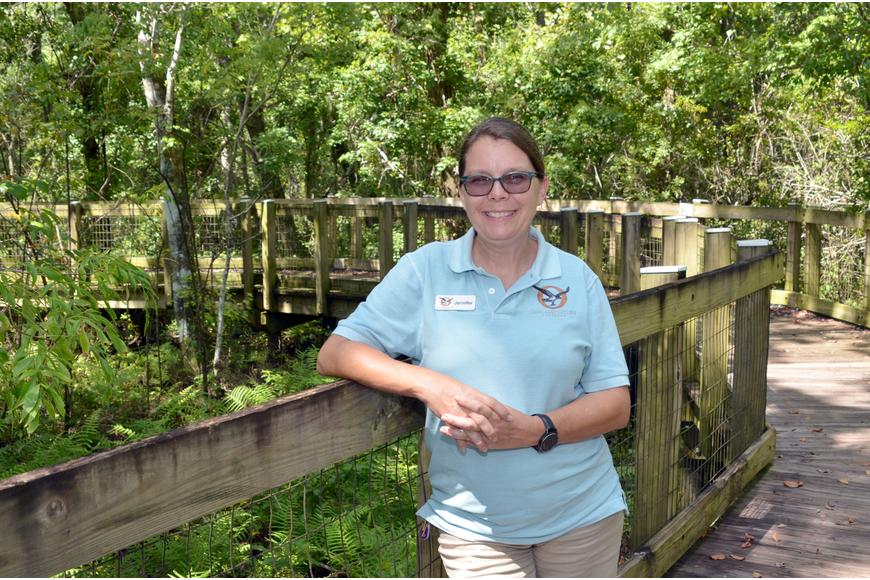 Jennifer Hunt on Oakland Nature Preserve Boardwalk