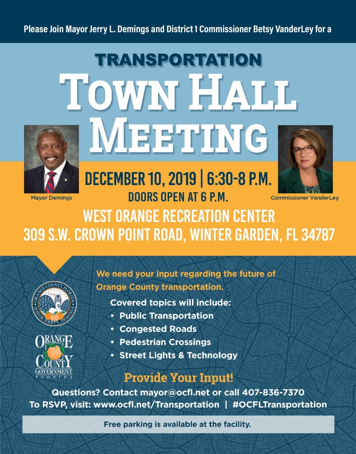 Orange County Transportation Town Hall flier