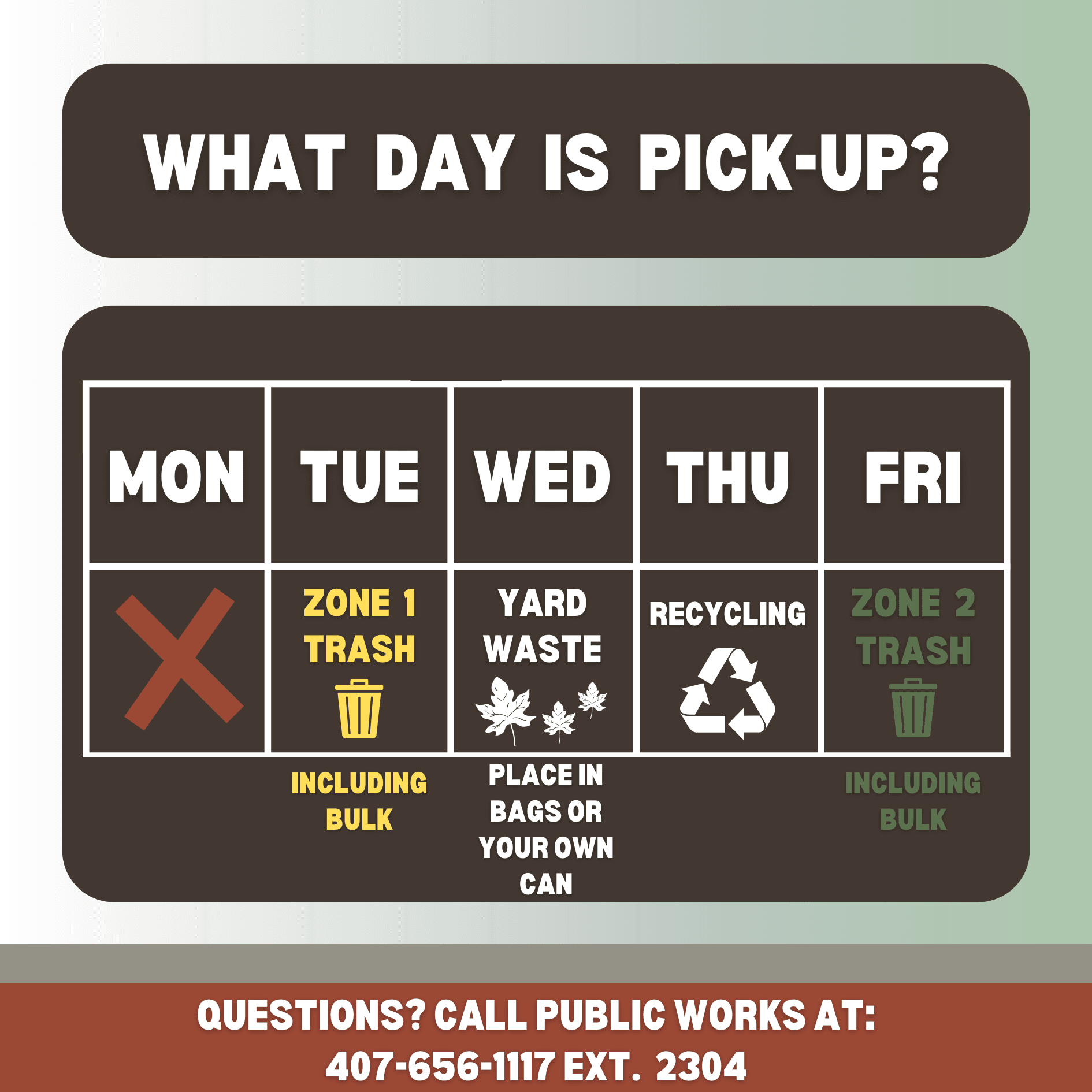 Solid Waste FAQ Day of week